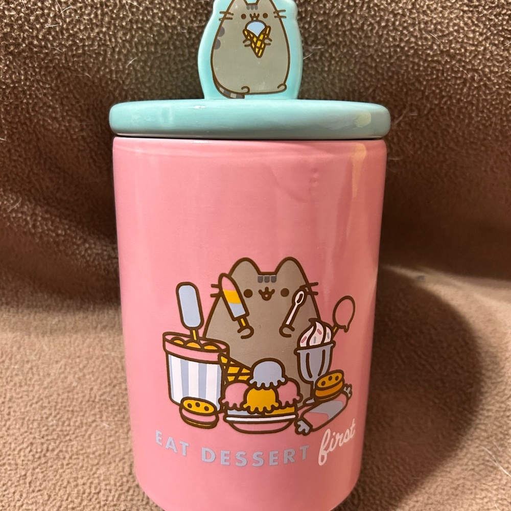 Enesco Pusheen Eat Dessert First Treat Holder Canister, 7.5 inch